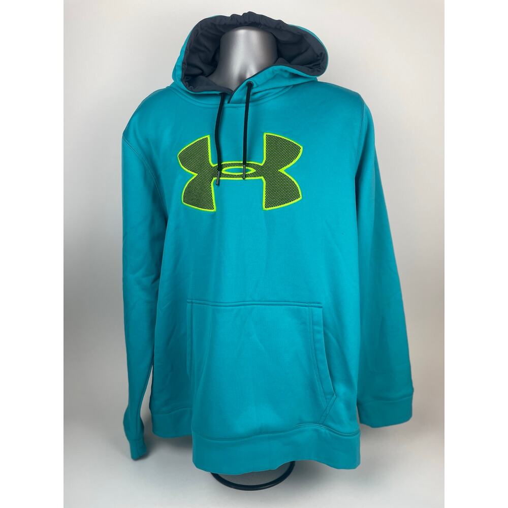 Under Armour Hoodie Storm 1 Men’s XL Aqua Blue Kangaroo Pocket Long Sleeve